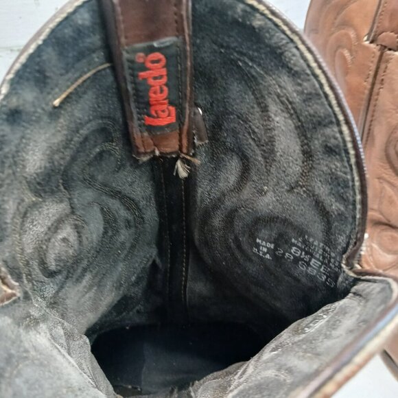 MENS VINTAGE LAREDO COWBOY BOOTS BROWN LEATHER POINT TOE SIZE 8.5 EE - Picture 5 of 12
